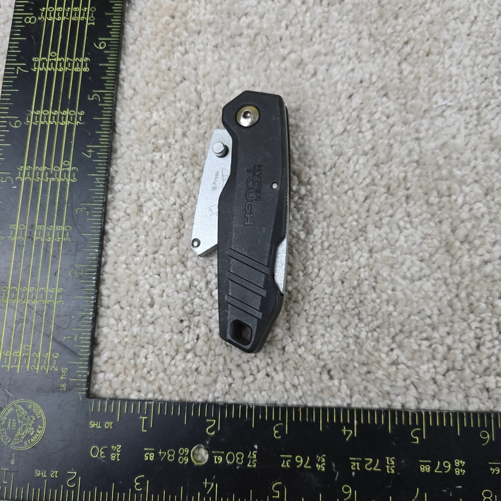 Hyper Tough Folding Utility Knife Black Pocket Clip Compact EDC Hand Tool